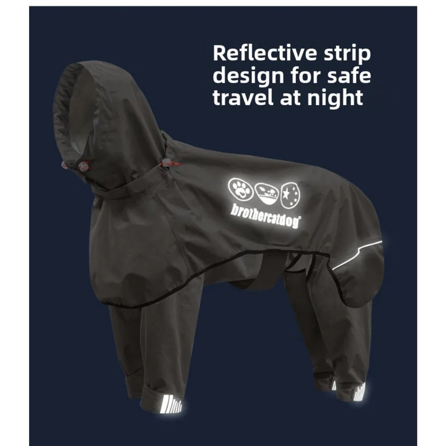 Dog raincoat waterproof integrated raincoat, four legged reflective assault suit with adjustable hood for sheepdogs Labrador