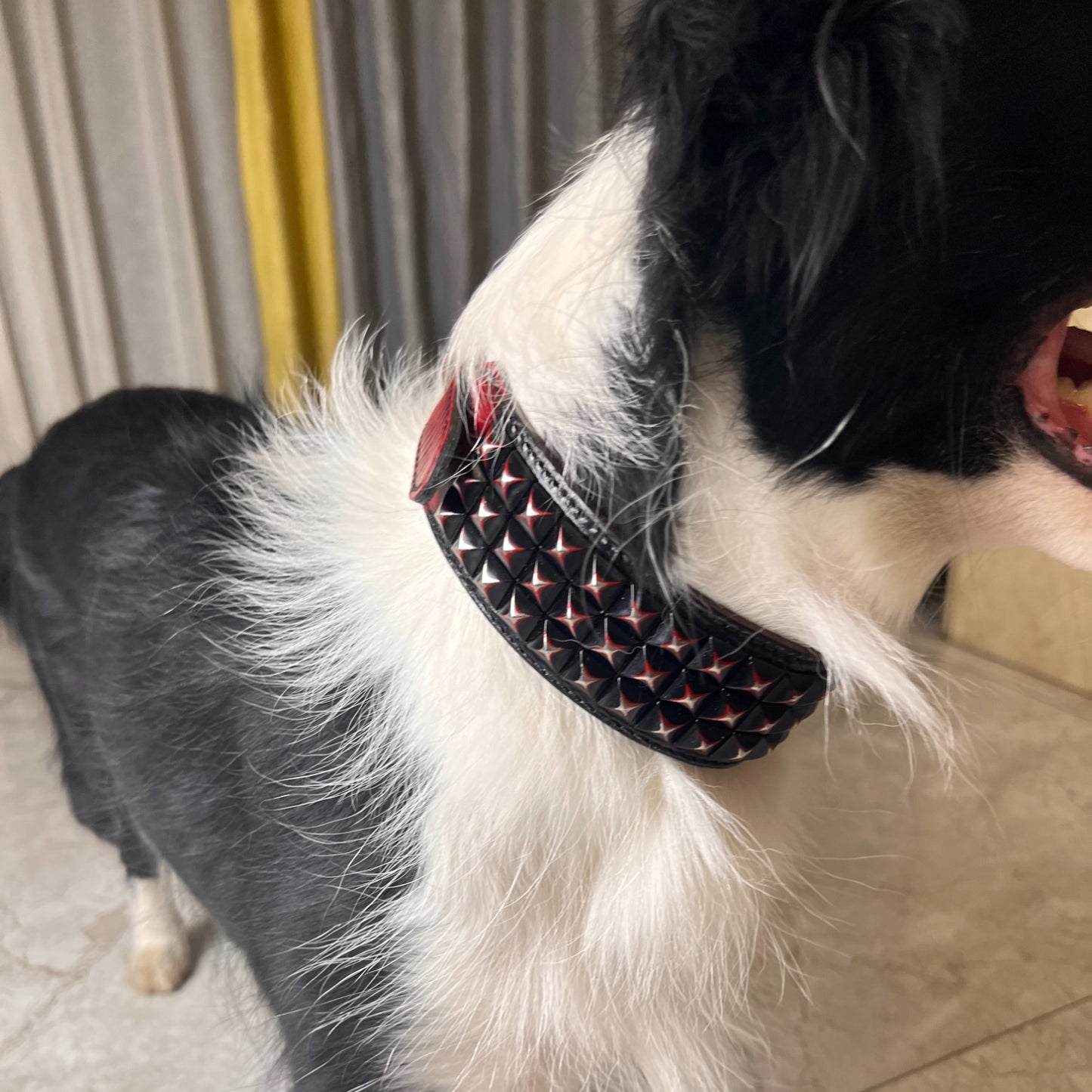 Retro genuine leather dog collar, punk style soft leather willow nail collar for bulldogs, Rottweiler German Shepherds