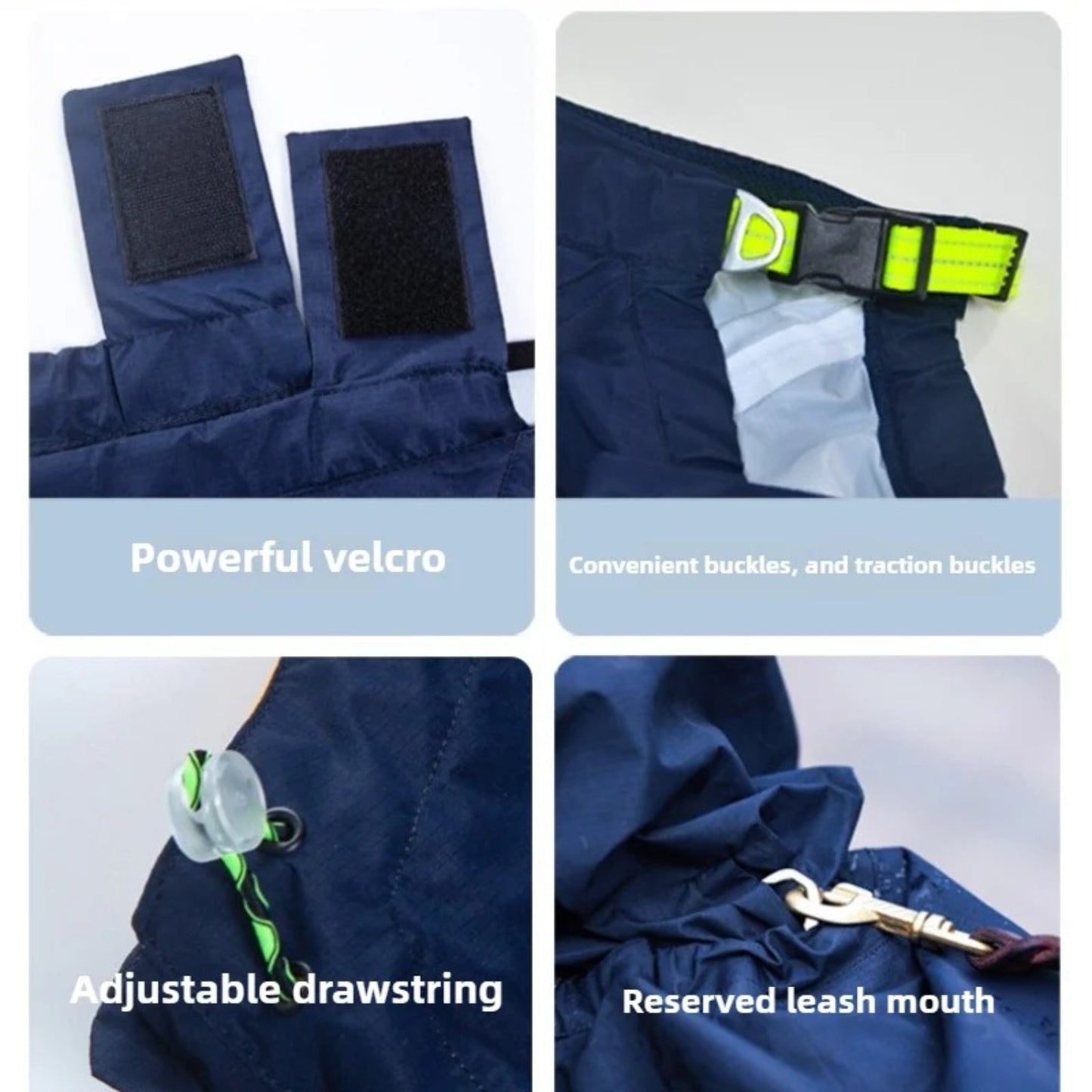 Dog raincoat waterproof integrated raincoat, four legged reflective assault suit with adjustable hood for sheepdogs Labrador