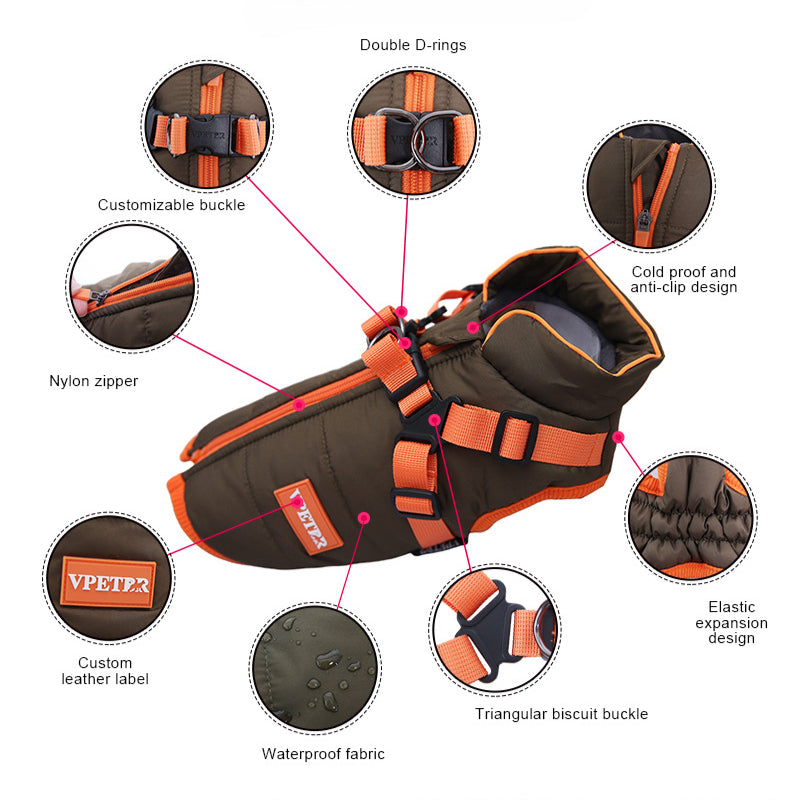 Warme wasserdichte Winterjacke für Hunde, Brust und Rücken, universell, Teddy Corgi