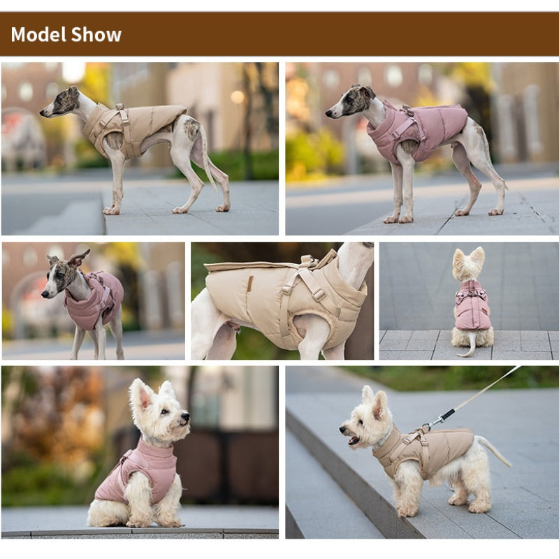 Hunde Winterbekleidung Brust- und Rückenjacke für kleine und große Hunde