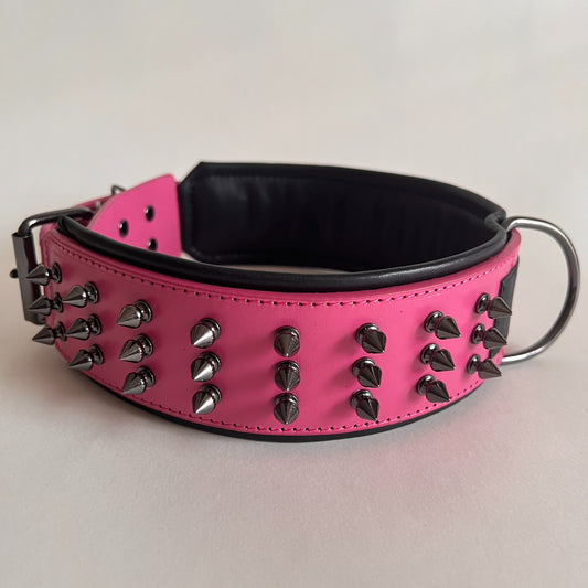 Heavy Duty Wide Studded Leather Dog Collar for Large Breeds – Thick 4.5mm Genuine Leather