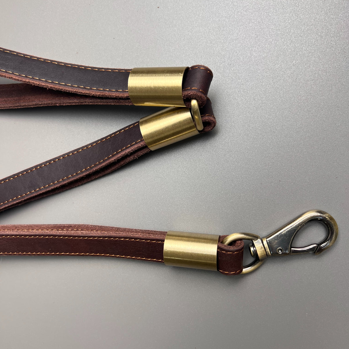 Genuine Cowhide Leash – Three-section Leather Dog Leash for Medium and Large Dogs, 300-pound Weight