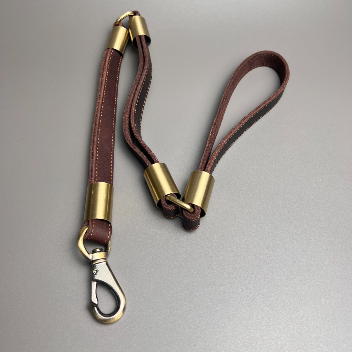 Genuine Cowhide Leash – Three-section Leather Dog Leash for Medium and Large Dogs, 300-pound Weight