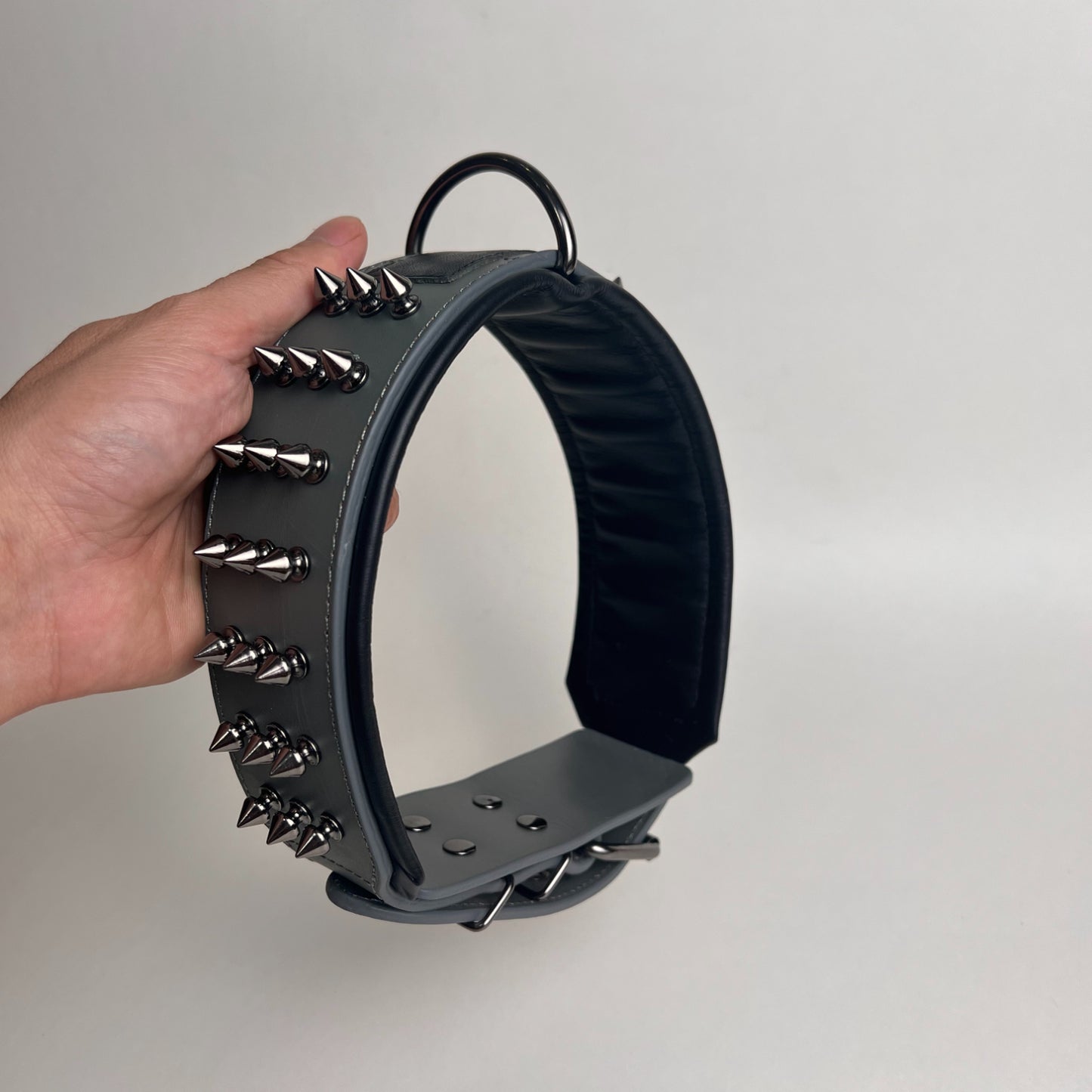 Luxury genuine leather Dog Collar Thick Studded Spiked Collar pit bull,German Shepherd,Poodle