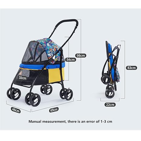 Pet stroller quickly folds, maximum load capacity 15 kg