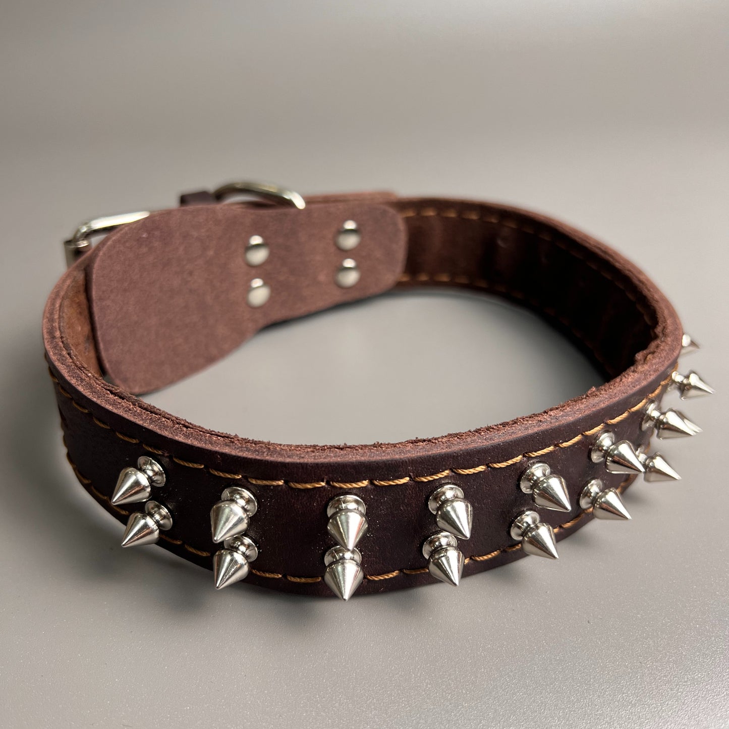 Handmade Spiked Dog Collar Genuine Leather Studded Punk Collar Durable Strong Collar for Pitbull Rottweiler