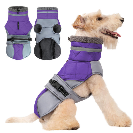 Manteau d'hiver pour chien chaud et coupe-vent col haut rabattable pour les petites et moyennes tailles 