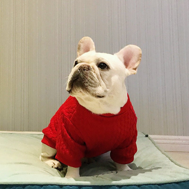 Fat dog winter warm sweater suitable for French bulldog clothes