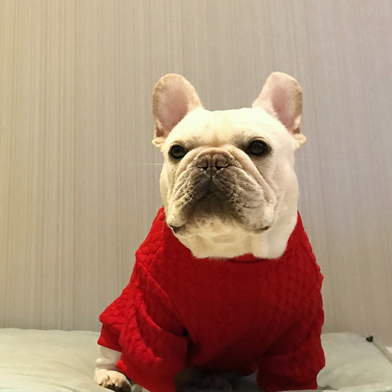 Fat dog winter warm sweater suitable for French bulldog clothes