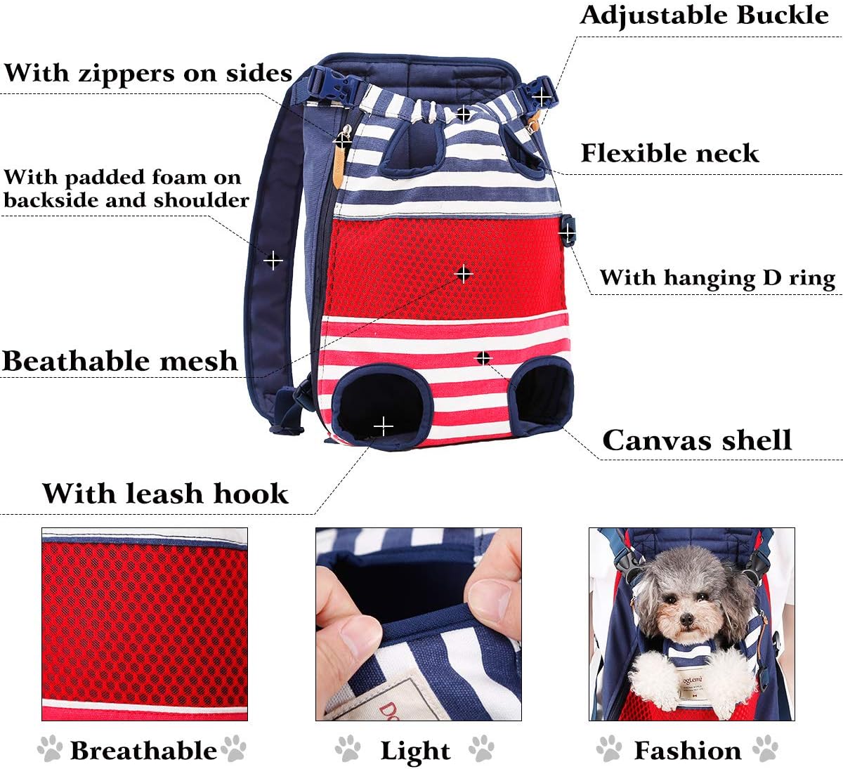 Dog Backpack Adjustable Pet Travel Backpack