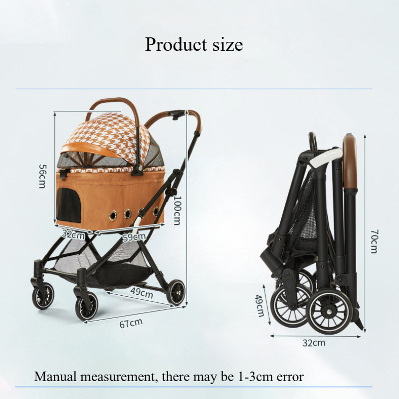 Foldable pet stroller suitable for small and medium-sized dogs and cats