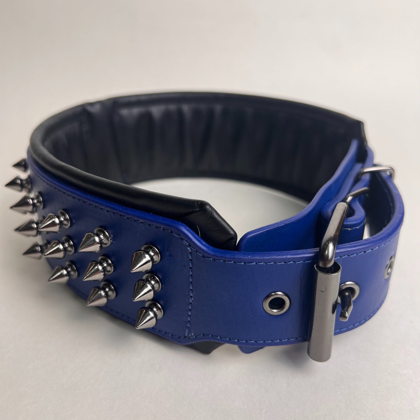 Comfort Fit Wide Leather Dog Collar Thick Studded Spiked Collar pit bull,German Shepherd,Poodle