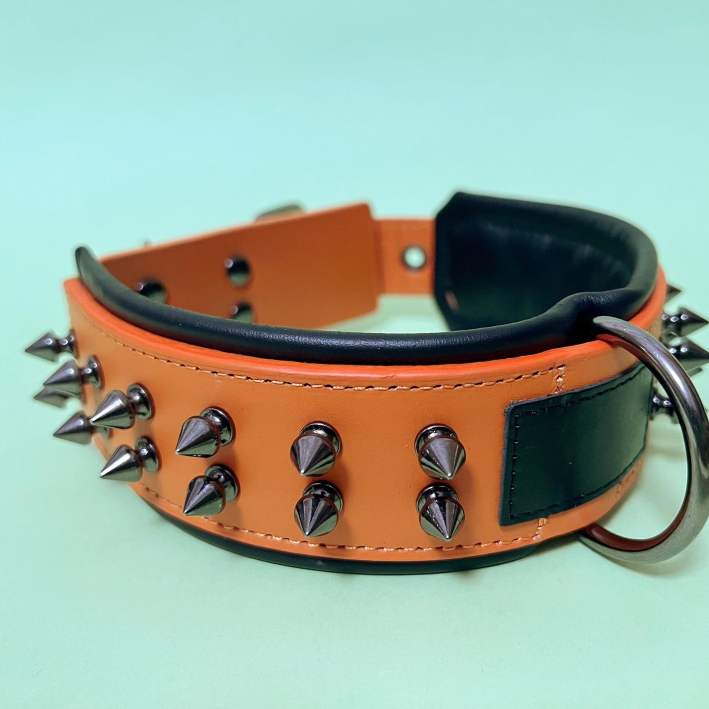 Training Everyday Leather Dog Collar Wide Studded Spiked Collar for Large Dogs pit bull,German Shepherd,Poodle