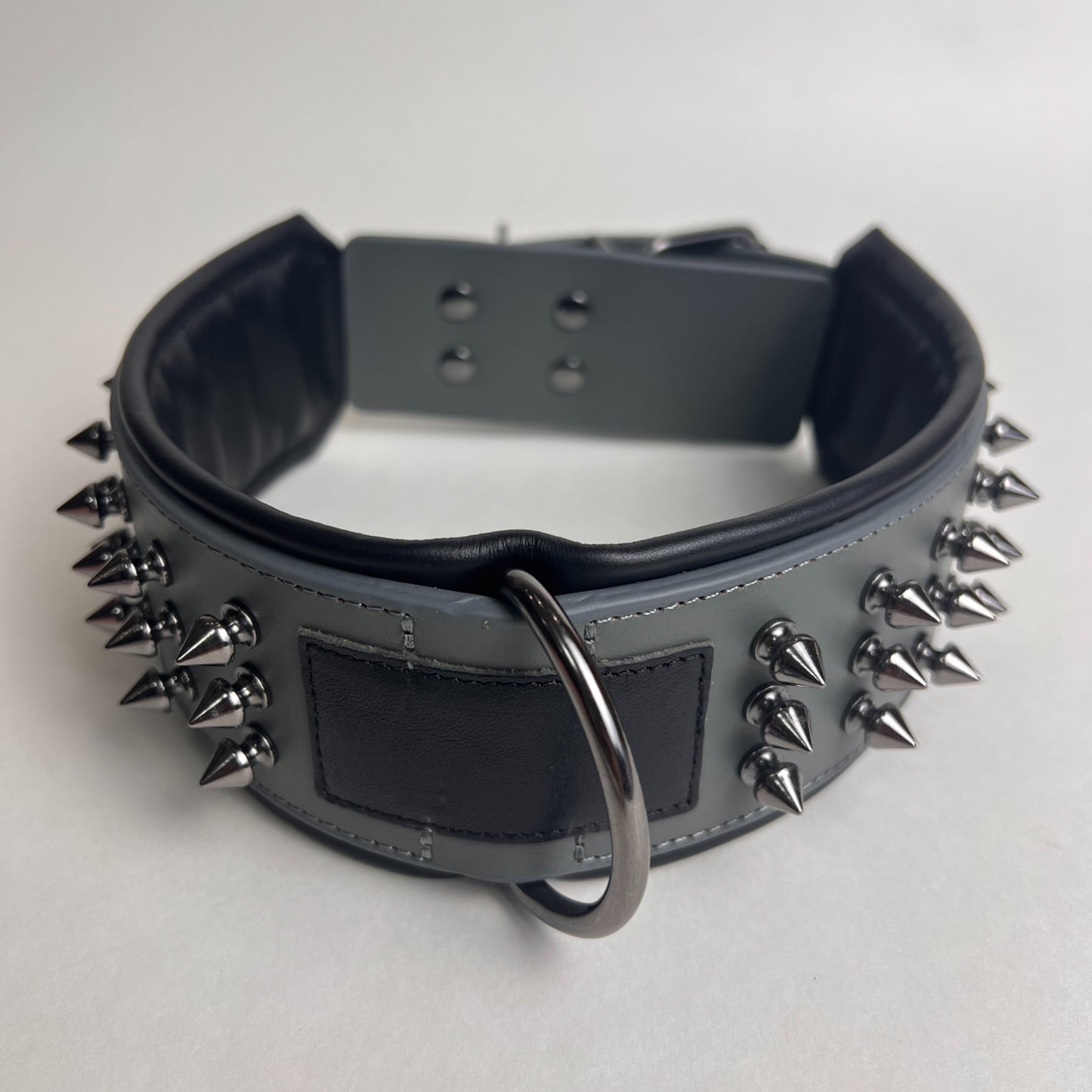 Training Everyday Leather Dog Collar Wide Studded Spiked Collar for Large Dogs pit bull,German Shepherd,Poodle