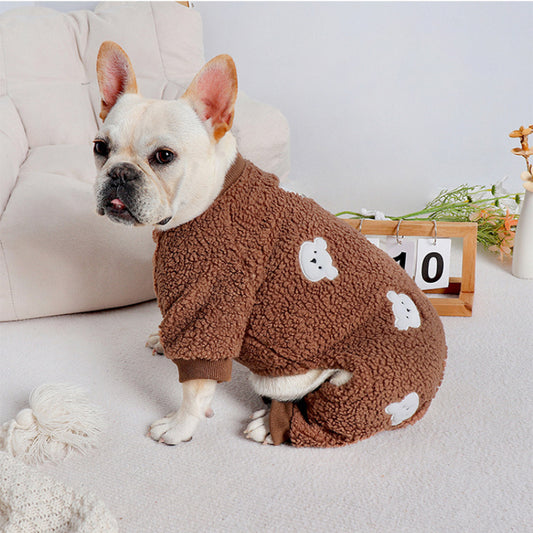 Dog winter thick coat for four-legged French bulldog