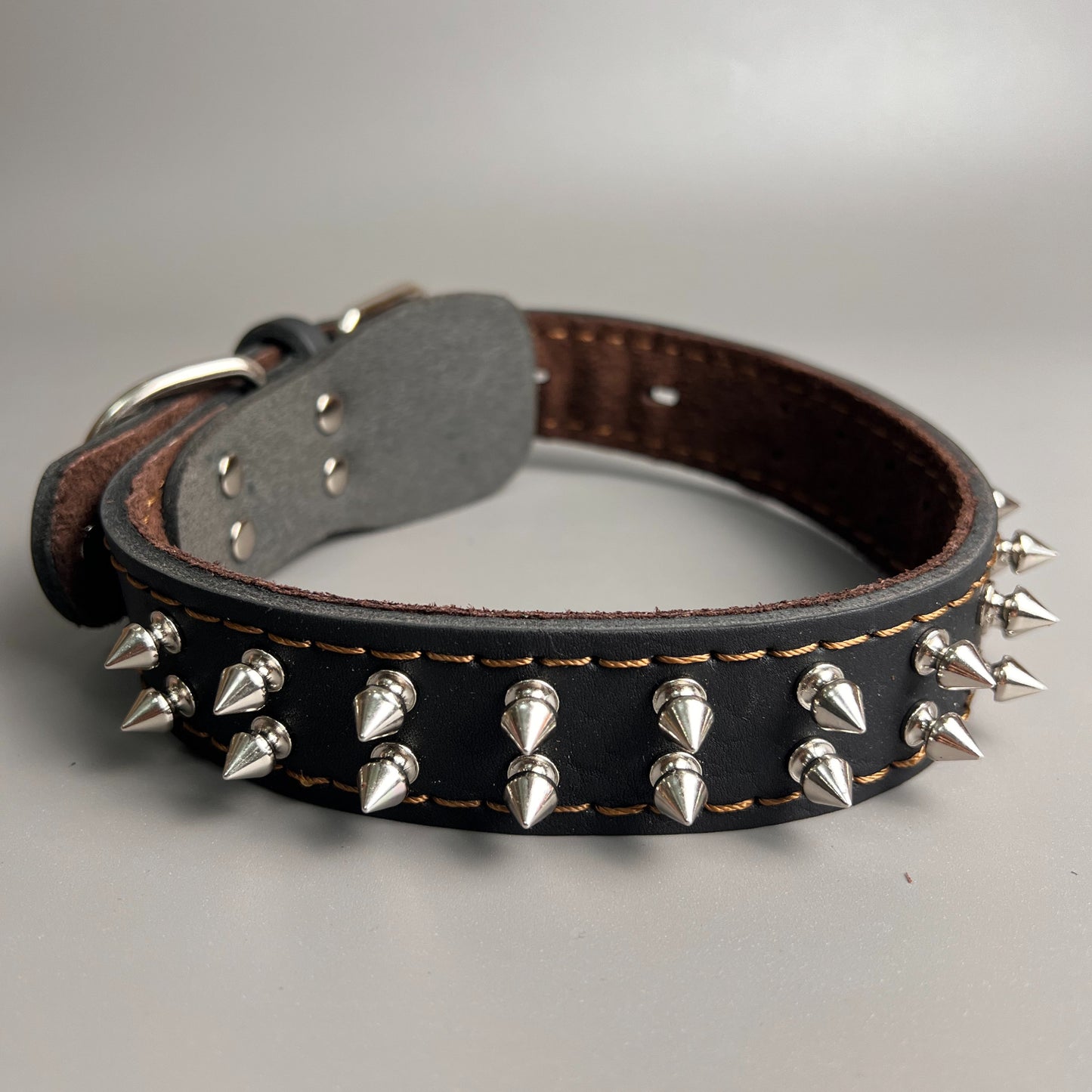 Handmade Spiked Dog Collar Genuine Leather Studded Punk Collar Durable Strong Collar for Pitbull Rottweiler