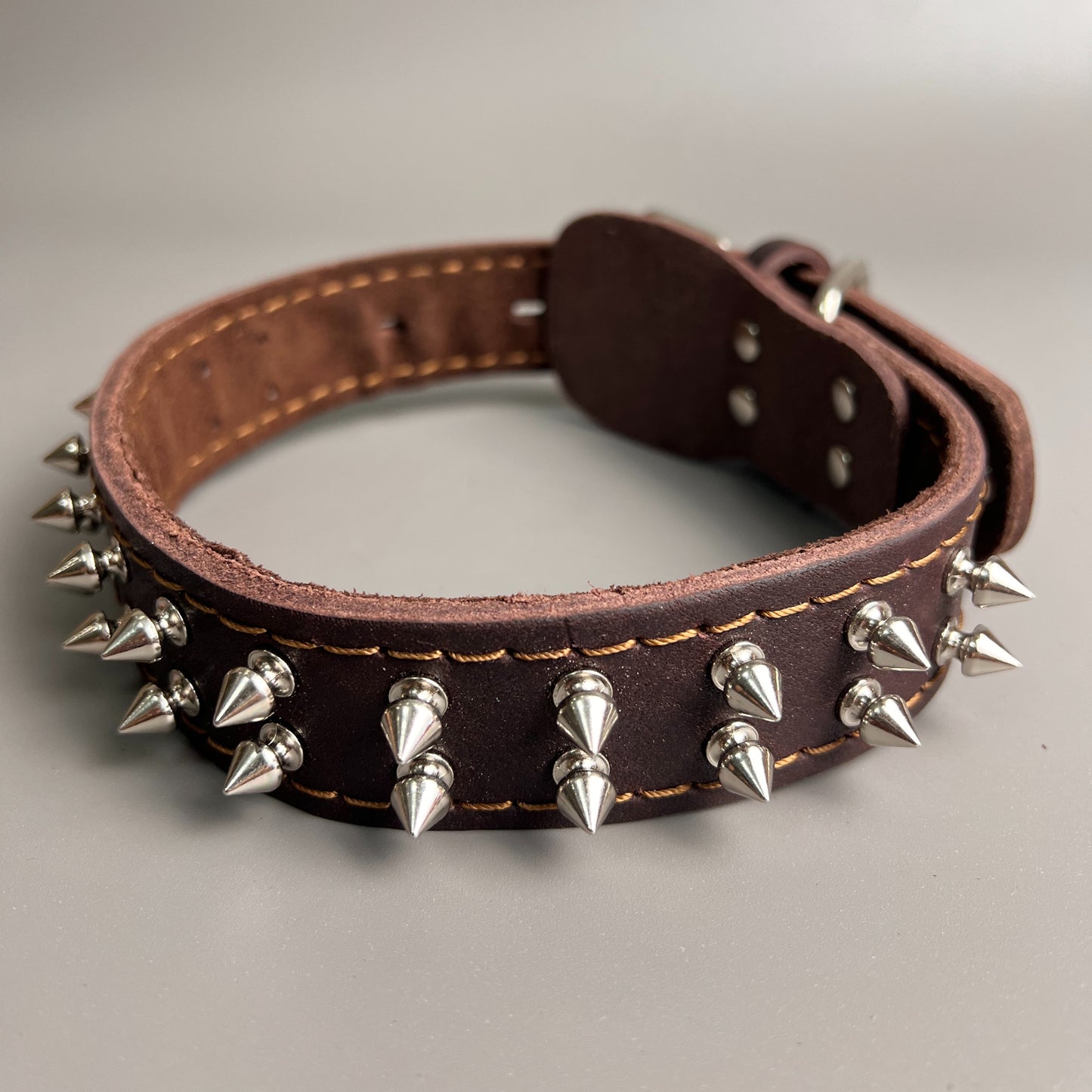 Handmade Spiked Dog Collar Genuine Leather Studded Punk Collar Durable Strong Collar for Pitbull Rottweiler