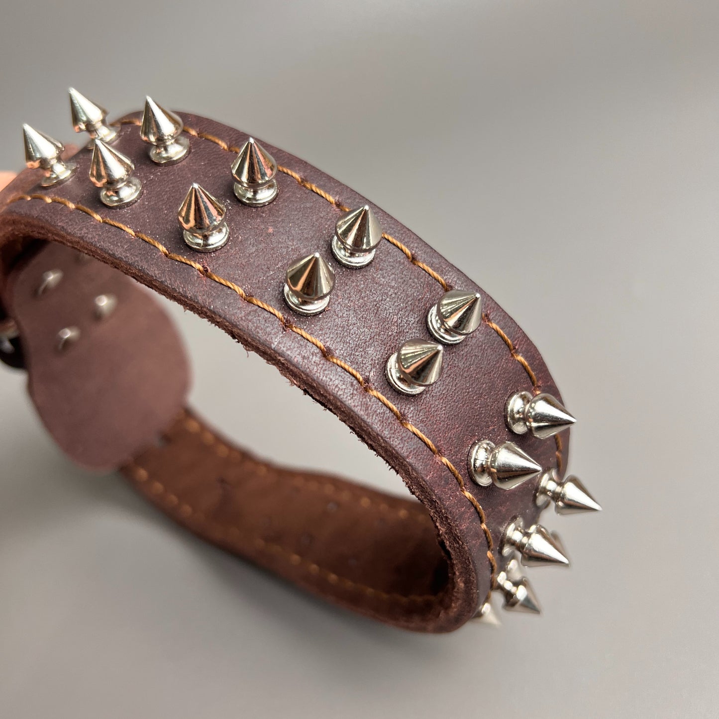 Handmade Spiked Dog Collar Genuine Leather Studded Punk Collar Durable Strong Collar for Pitbull Rottweiler