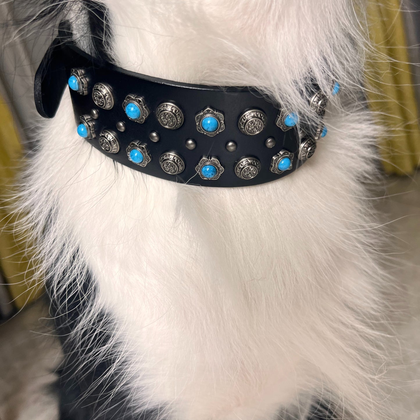 Retro genuine leather dog collar, punk style soft leather willow nail collar for bulldogs, Rottweiler German Shepherds