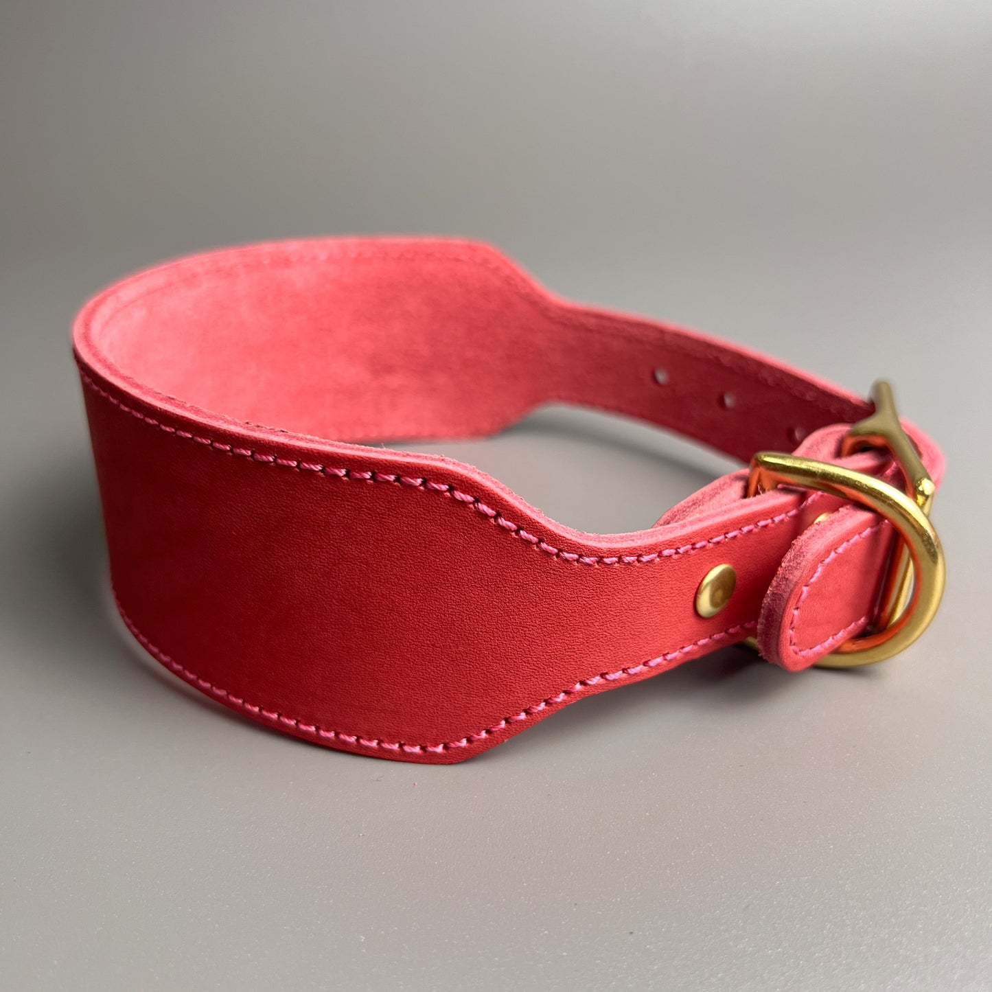 Handmade Leather Martingale Greyhound Collar | Brass Hardware