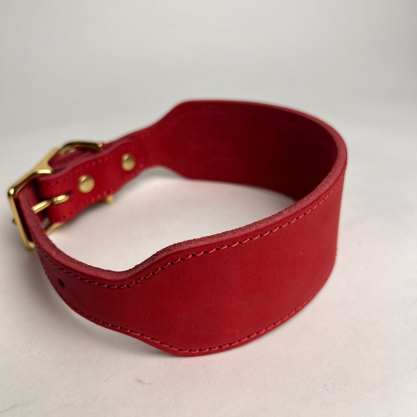 Premium Wide Leather Greyhound Collar – Full Grain Cowhide Dog Collar with Solid Brass Hardware