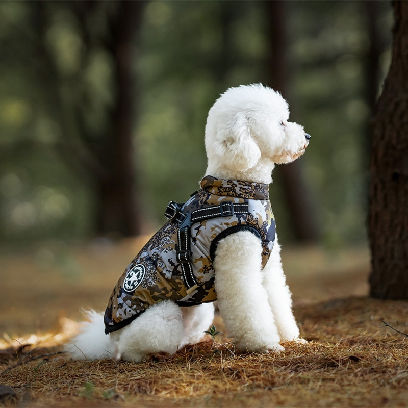 Dog outdoor vest warm reflective chest back traction buckle small dog