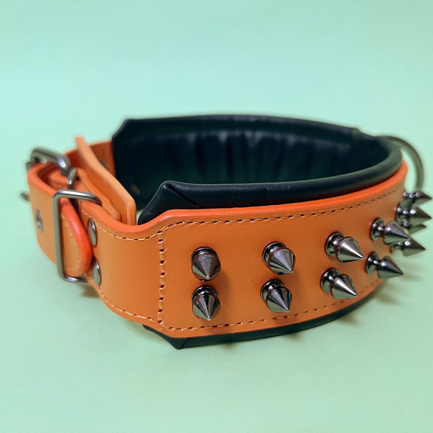 Training Everyday Leather Dog Collar Wide Studded Spiked Collar for Large Dogs pit bull,German Shepherd,Poodle