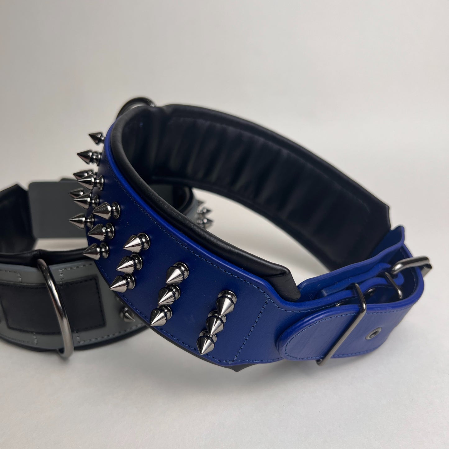 Comfort Fit Wide Leather Dog Collar Thick Studded Spiked Collar pit bull,German Shepherd,Poodle