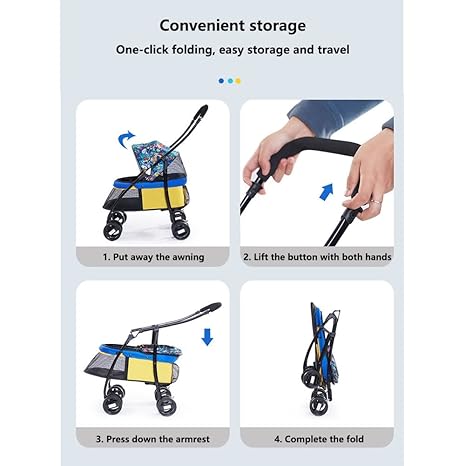 Pet stroller quickly folds, maximum load capacity 15 kg