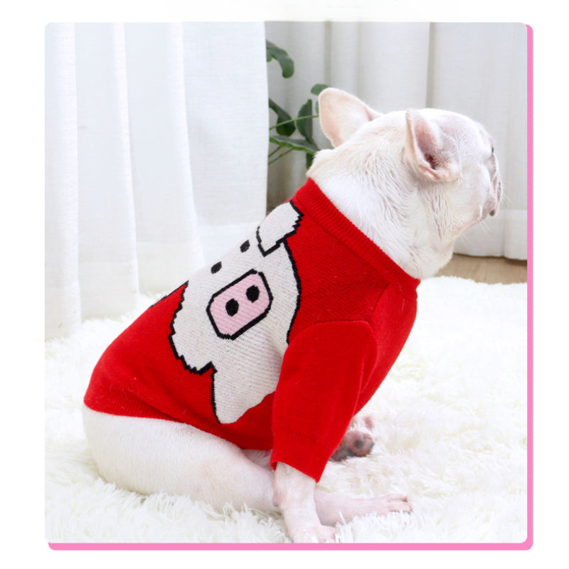 Dog Warm Clothes Cardigan Button Dog Sweater French Bulldog Pug