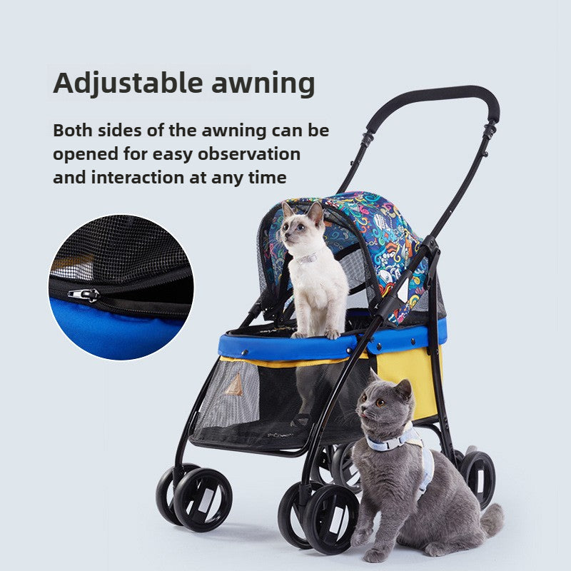 Pet stroller quickly folds, maximum load capacity 15 kg