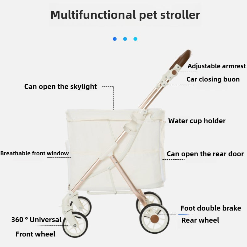 Foldable pet stroller with large space suitable