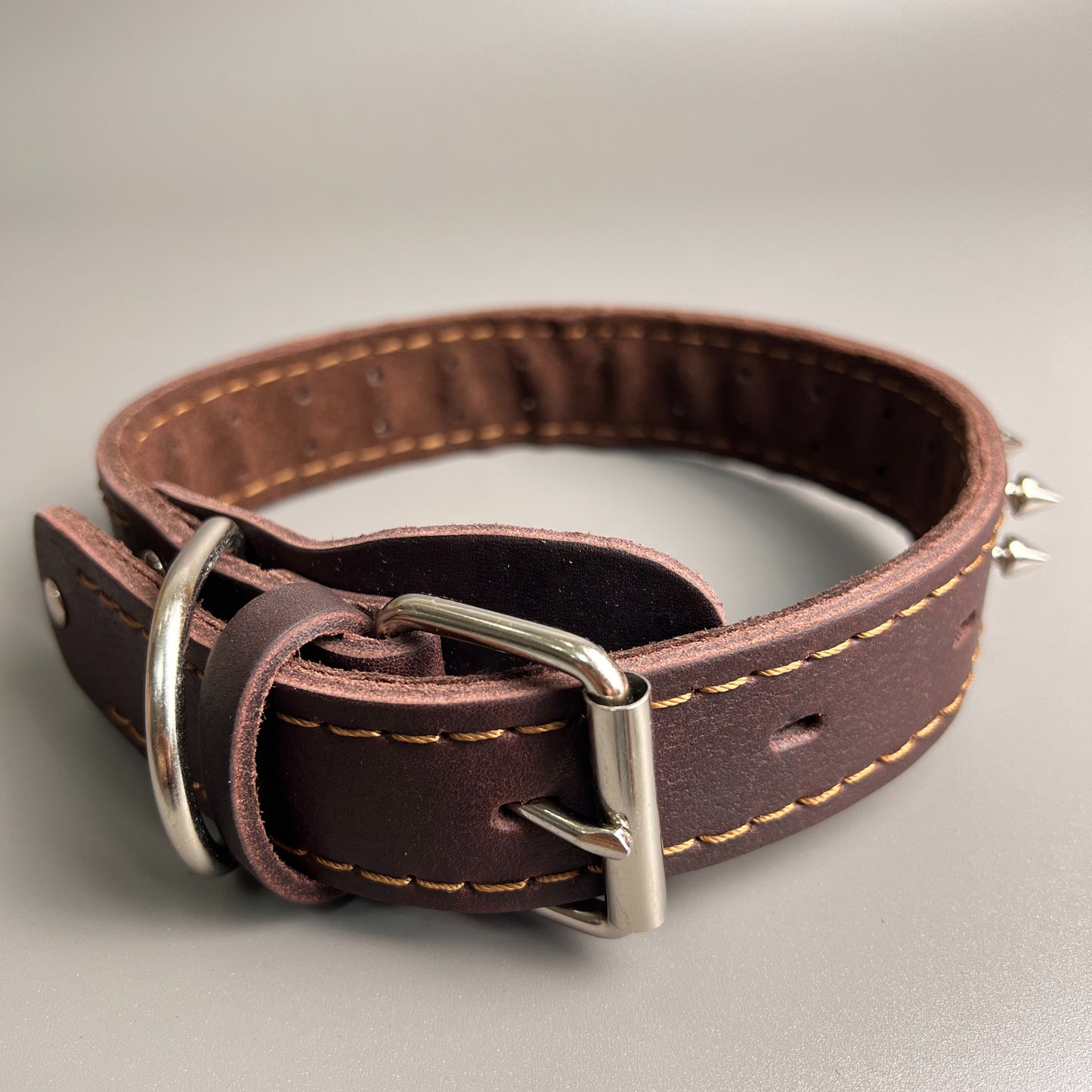 Handmade Spiked Dog Collar Genuine Leather Studded Punk Collar Durable Strong Collar for Pitbull Rottweiler