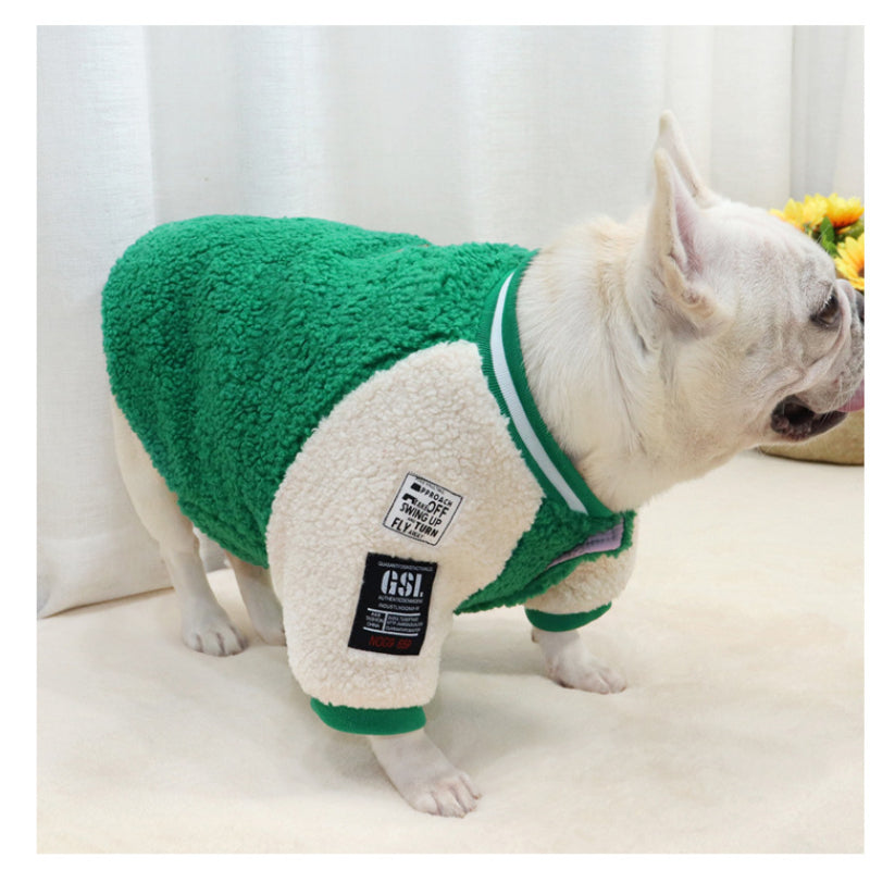 Lambswool Quilted Thick Winter Dog Clothes | Fat Dog Warm Jacket