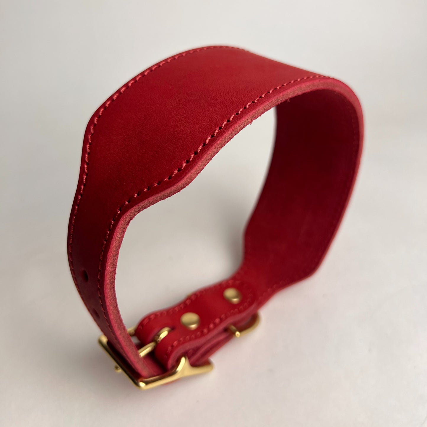 Premium Wide Leather Greyhound Collar – Full Grain Cowhide Dog Collar with Solid Brass Hardware