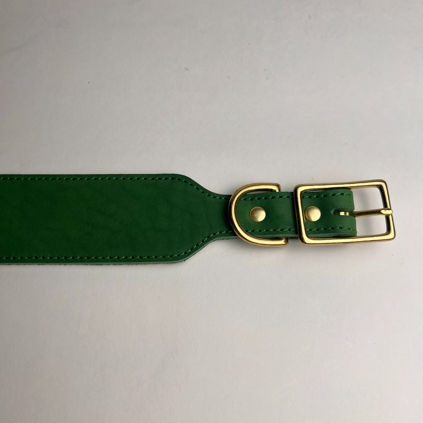 Vintage Greyhound Collar – Wide Genuine Leather Sighthound Dog Collar with Retro Brass Buckle