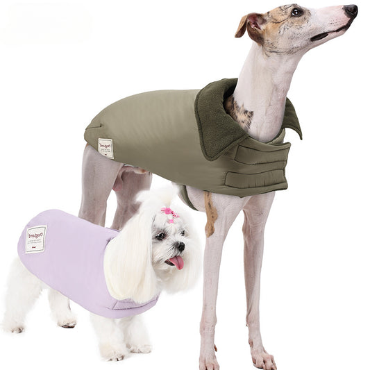 Dog warm jacket with waterproof fleece.