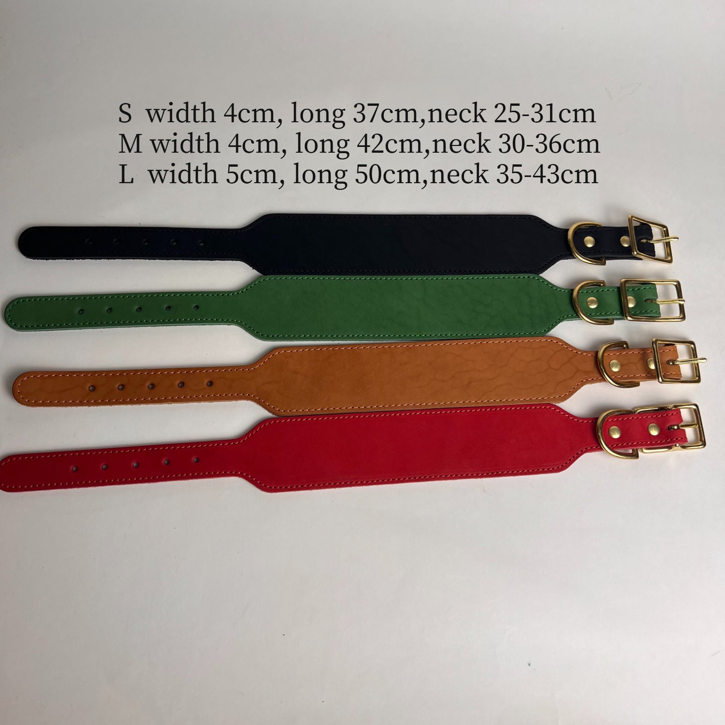 Premium Wide Leather Greyhound Collar – Full Grain Cowhide Dog Collar with Solid Brass Hardware