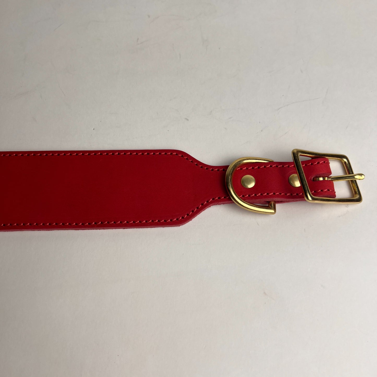 Premium Wide Leather Greyhound Collar – Full Grain Cowhide Dog Collar with Solid Brass Hardware
