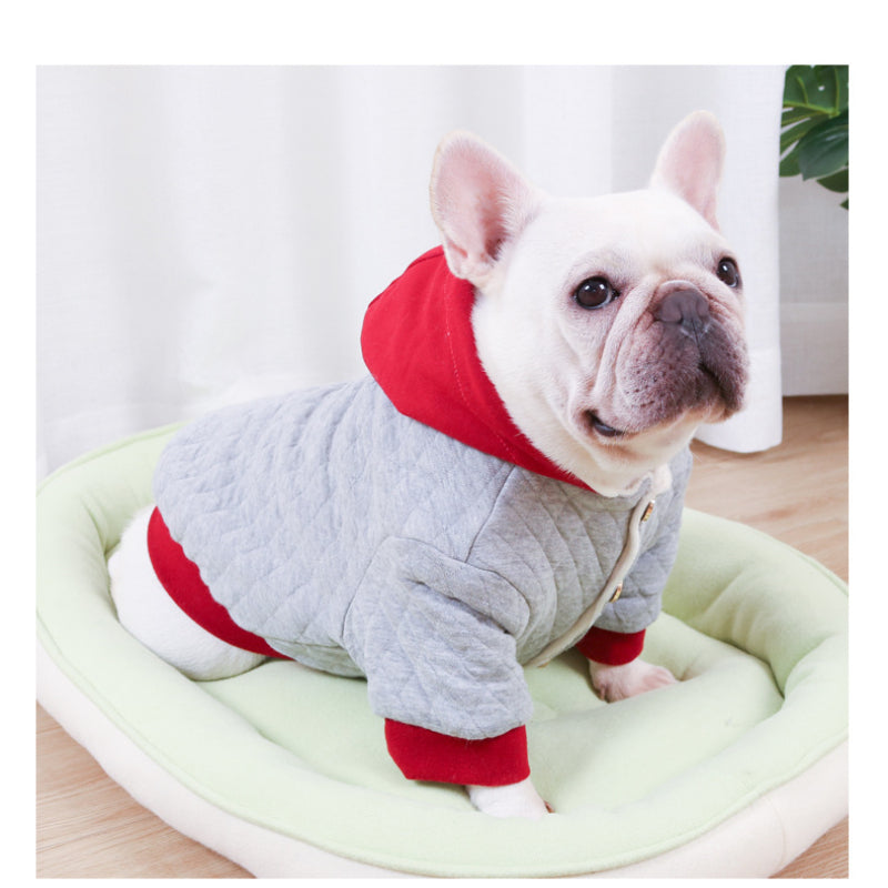 Dog Winter Warm Jacket Double-layer Thickened Hoodie Button Cardigan