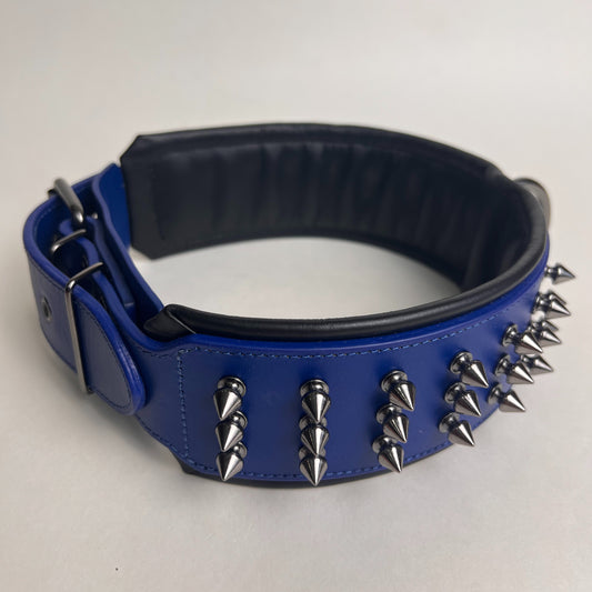 Comfort Fit Wide Leather Dog Collar Thick Studded Spiked Collar pit bull,German Shepherd,Poodle