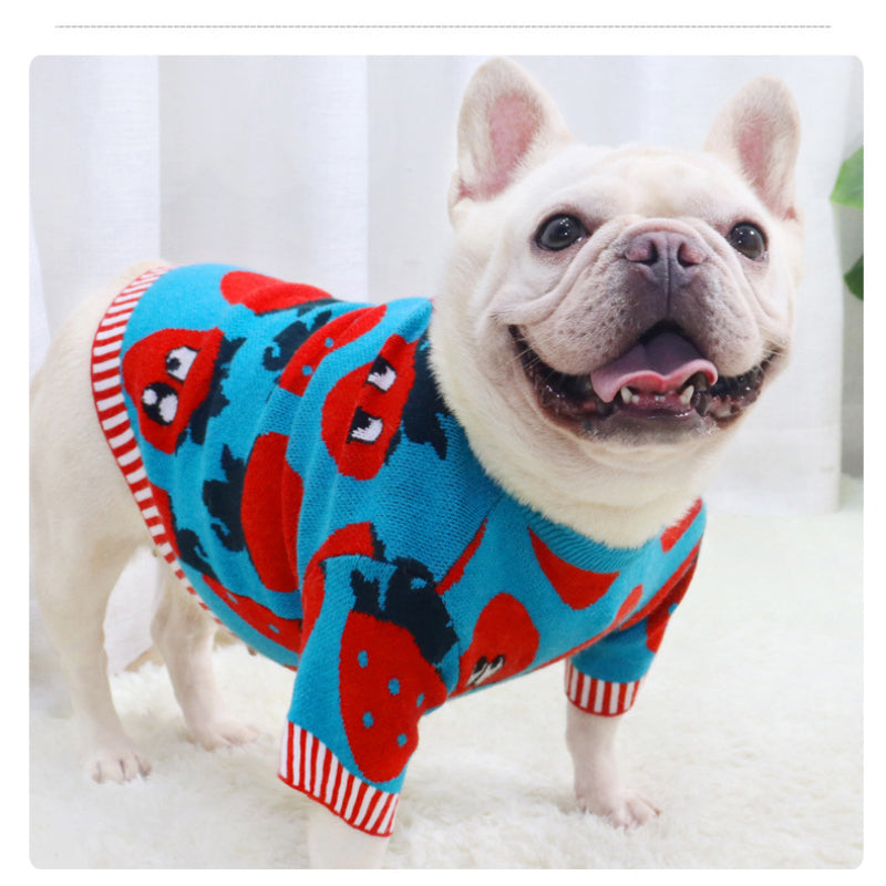 Dog Warm Clothes Cardigan Button Dog Sweater French Bulldog Pug