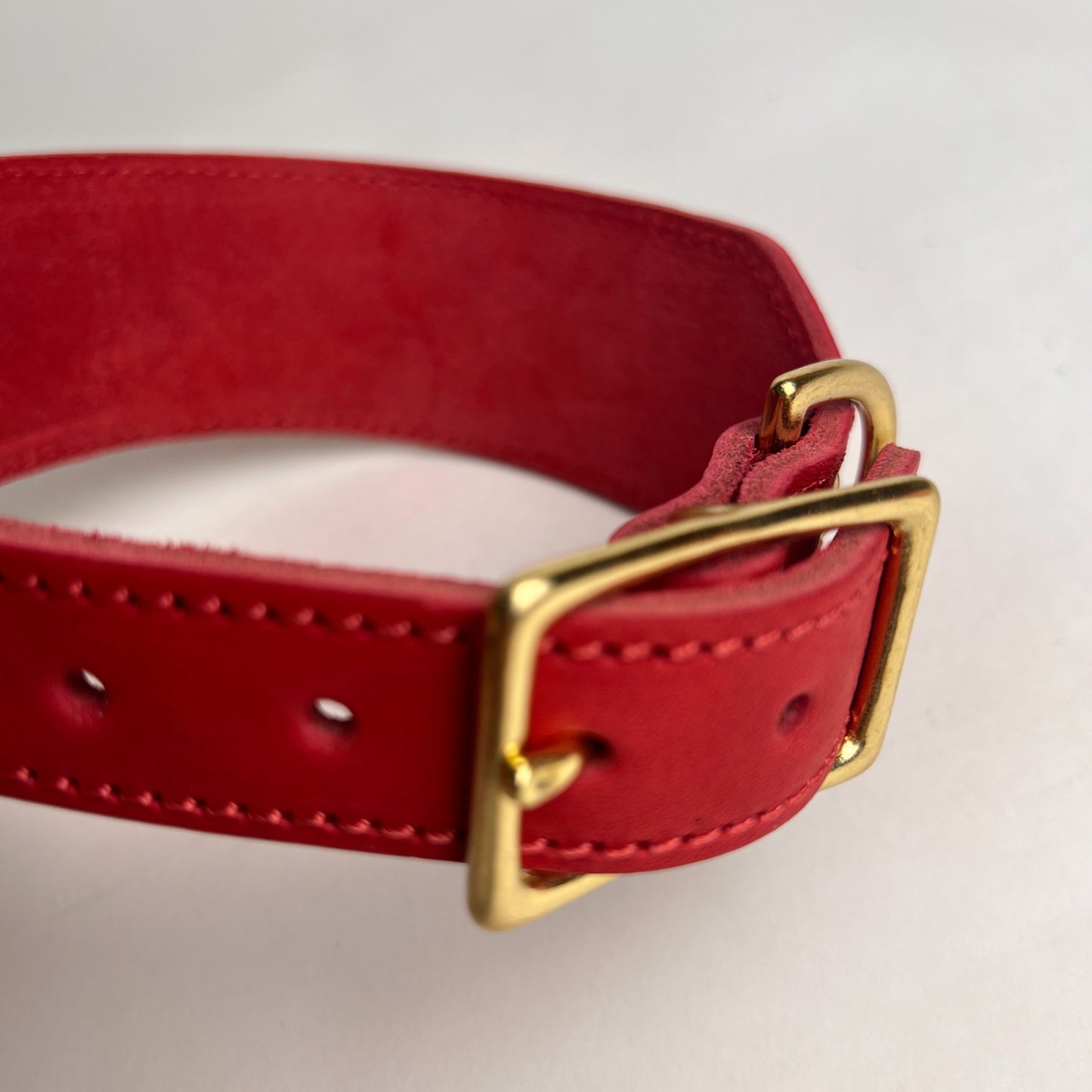 Premium Wide Leather Greyhound Collar – Full Grain Cowhide Dog Collar with Solid Brass Hardware