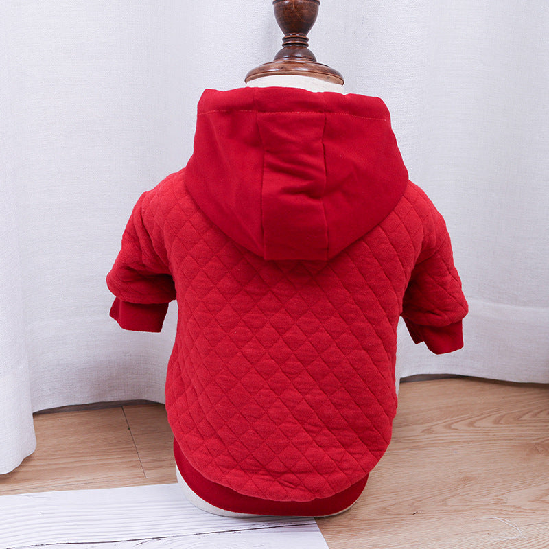 Dog Winter Warm Jacket Double-layer Thickened Hoodie Button Cardigan