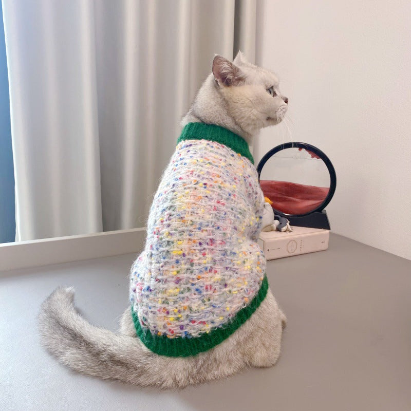 Colorful dot cardigan sweater for small dogs and cats