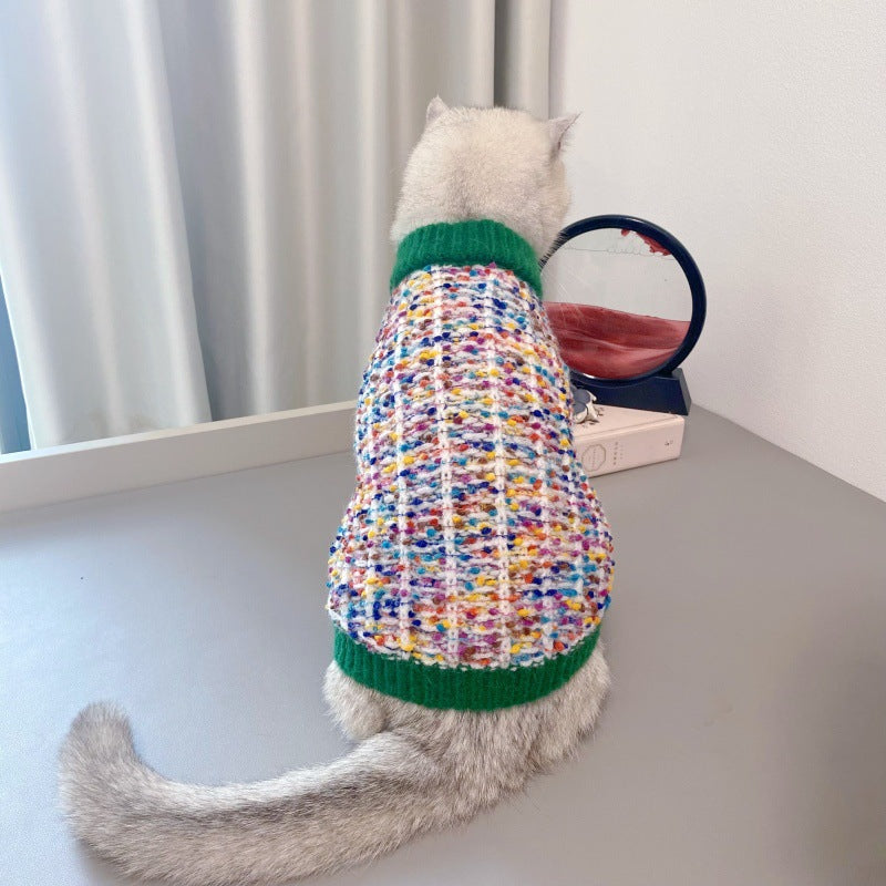 Colorful dot cardigan sweater for small dogs and cats