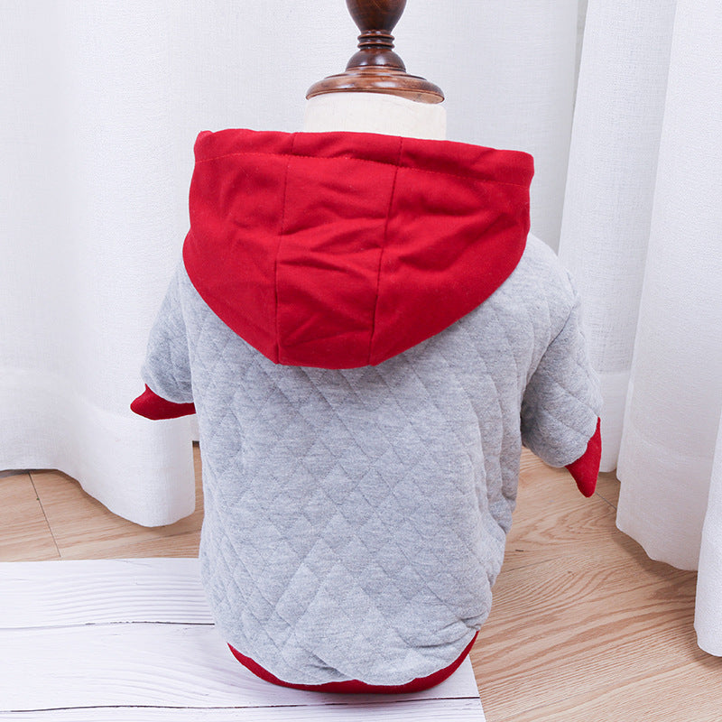 Dog Winter Warm Jacket Double-layer Thickened Hoodie Button Cardigan