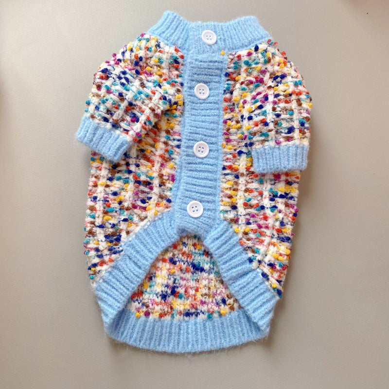 Colorful dot cardigan sweater for small dogs and cats