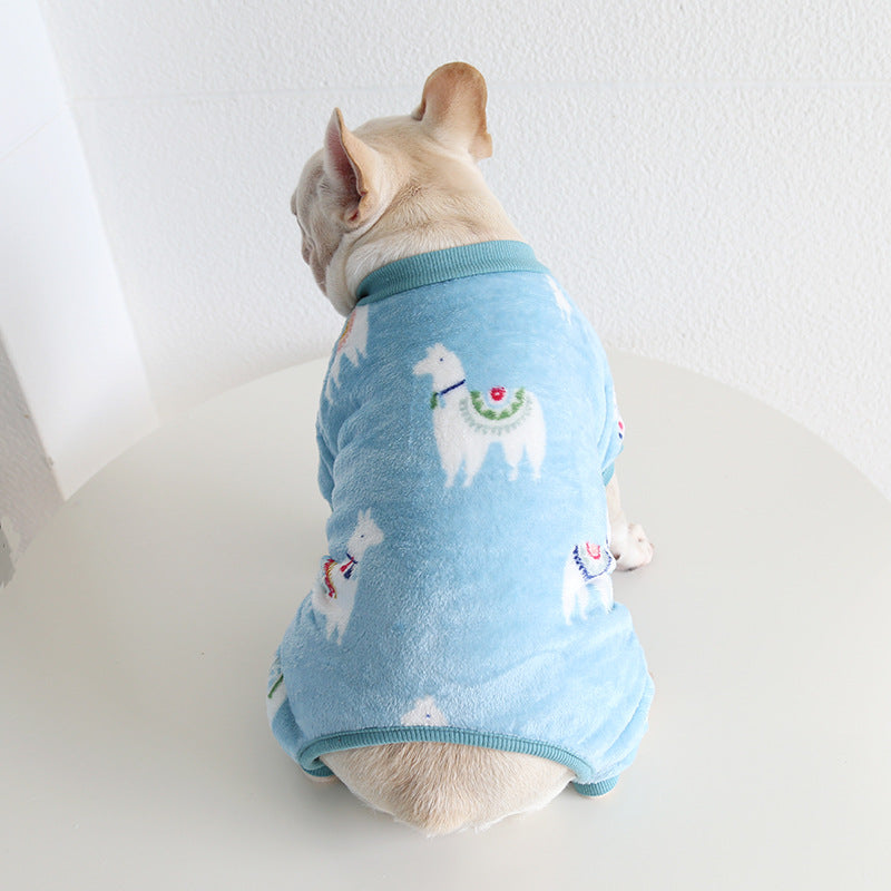 Cartoon fleece warm dog pajamas